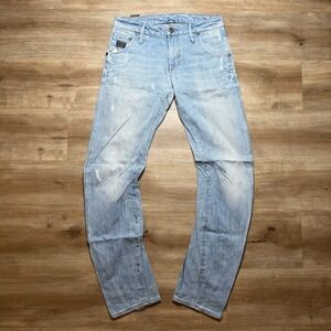 G Star RAW Jeans Men 29x32 Blue Arc 3D Slim Light Wash Distressed Denim Cotton